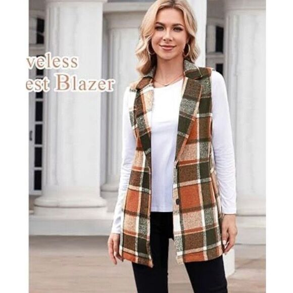 YACUN Women’s Sleeveless Buffalo Lined Plaid Vest Size Small Fall Winter Pockets - Picture 11 of 11